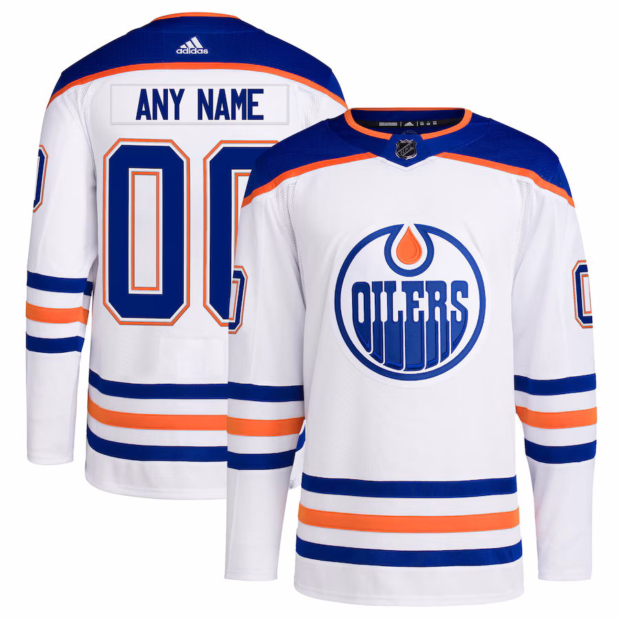 Men's Edmonton Oilers adidas White Away Primegreen Authentic Custom Jersey - Jersey
