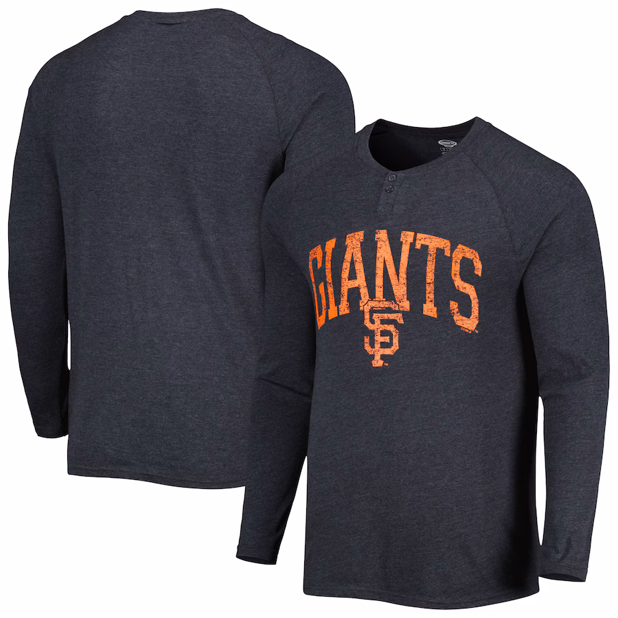 Men's San Francisco Giants Concepts Sport Black Inertia Raglan Long Sleeve Henley T-Shirt - Jersey