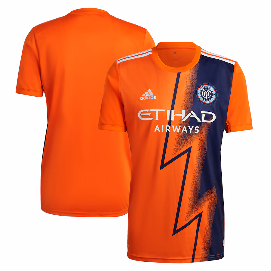 Men's New York City FC adidas Orange 2022 The Volt Kit Replica Blank Jersey - Jersey