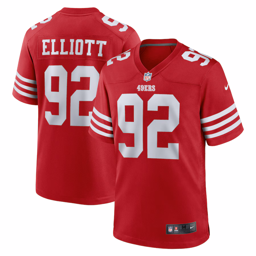 Men's San Francisco 49ers Jordan Elliott Nike  Scarlet Team Game Jersey - Jersey