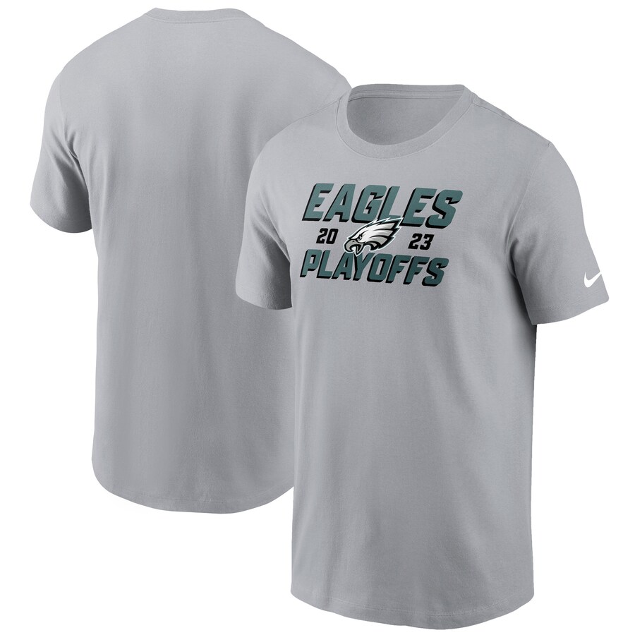 Men's Philadelphia Eagles Nike Gray 2023 NFL Playoffs Iconic T-Shirt - Jersey