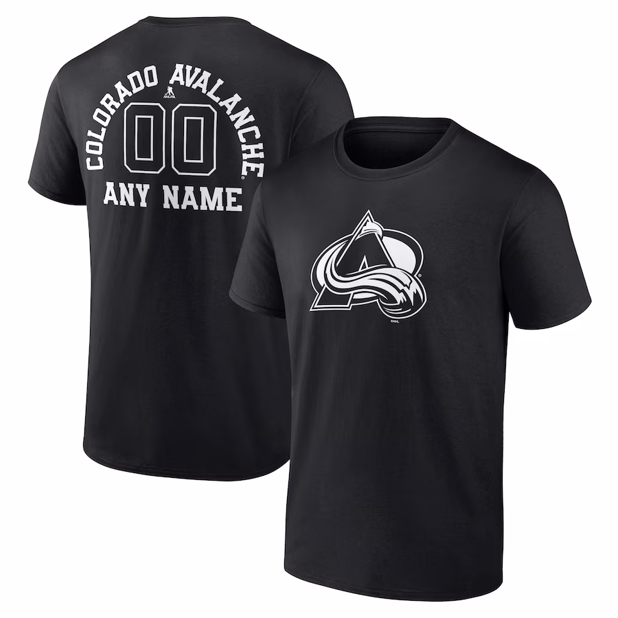 Men's Colorado Avalanche Black Personalized Name & Number Monochrome T-Shirt - Jersey