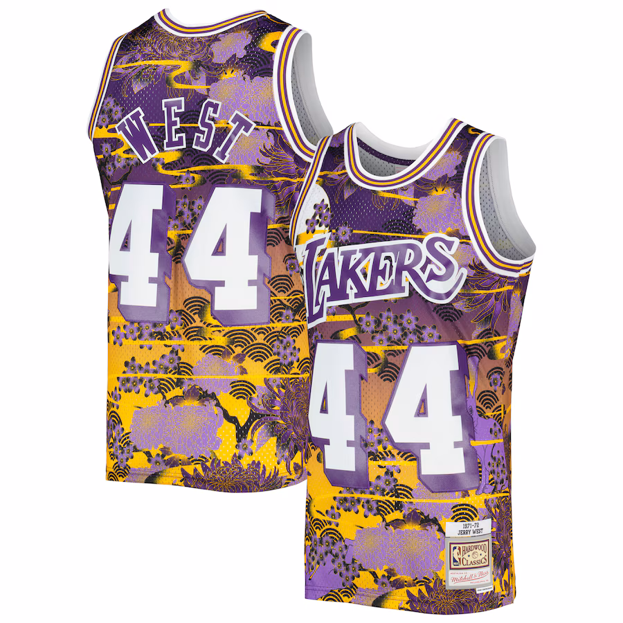 Men's Los Angeles Lakers Jerry West Mitchell & Ness Purple 1971/72 Hardwood Classics Lunar New Year Swingman Jersey - Jersey
