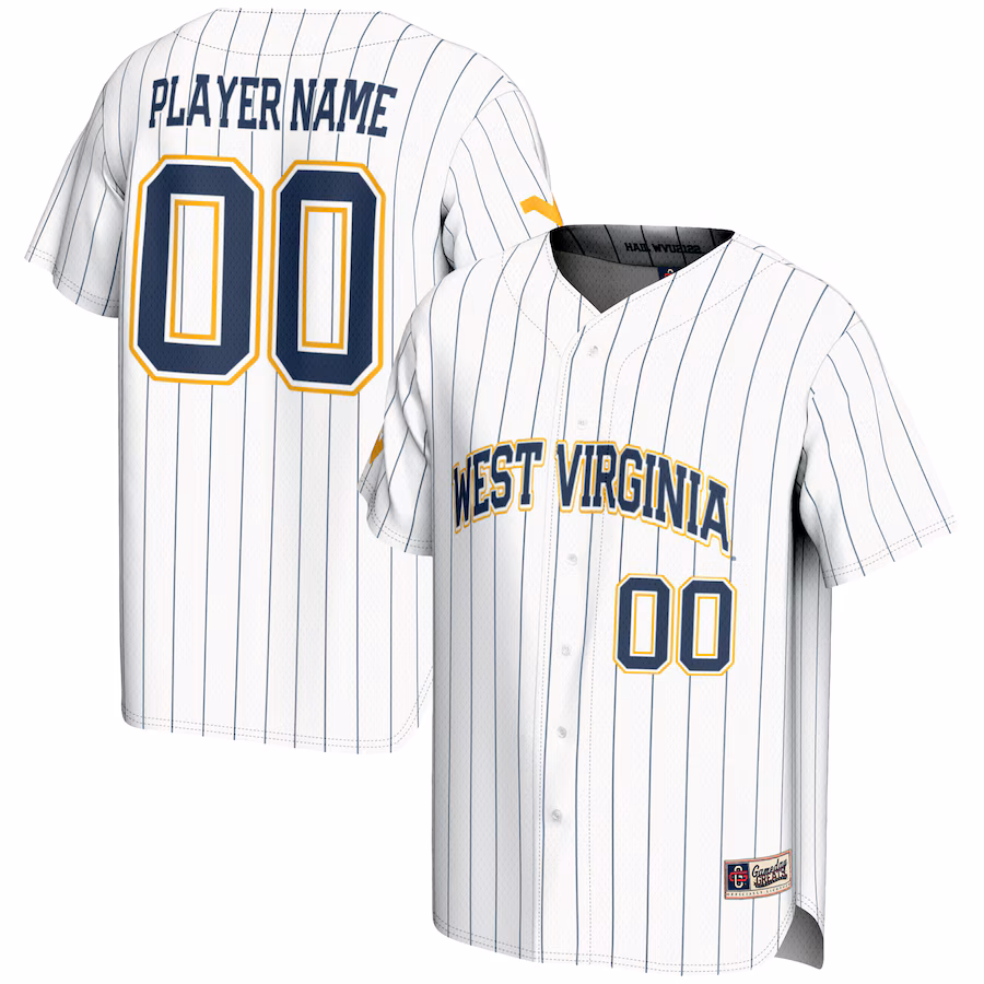 West Virginia Mountaineers GameDay Greats Youth NIL Pick-A-Player Lightweight Baseball Jersey - White - Jersey