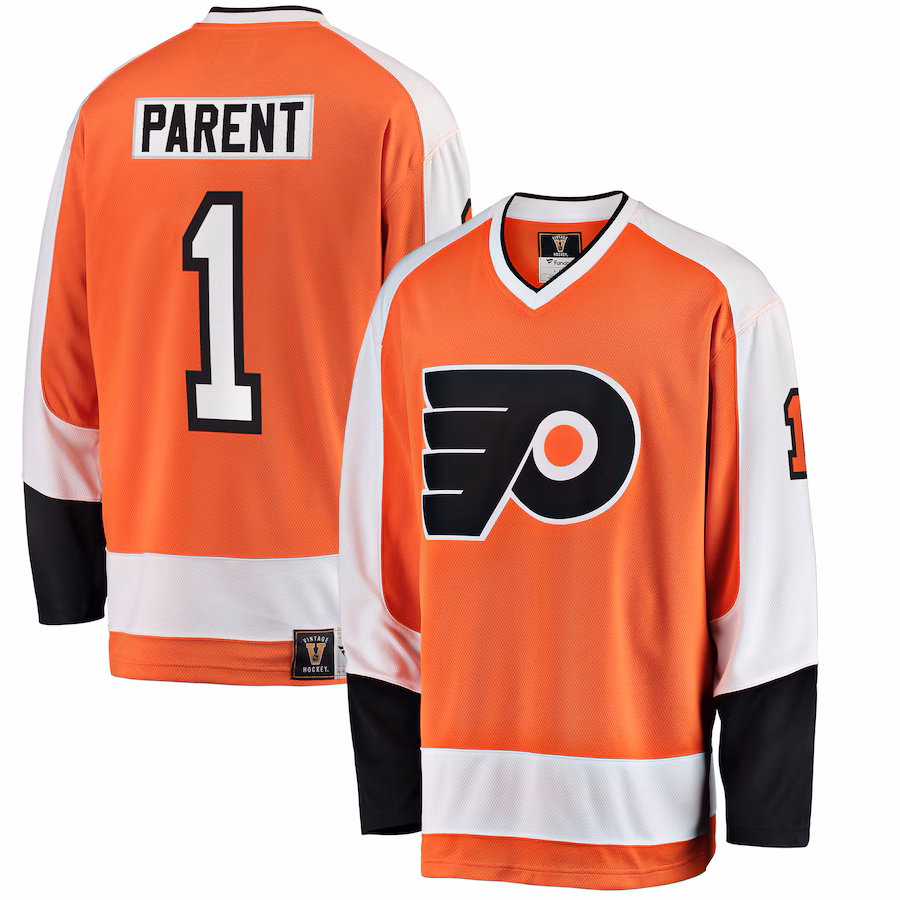 Men's Philadelphia Flyers Bernie Parent Fanatics Orange Premier Breakaway Retired Player Jersey - Jersey
