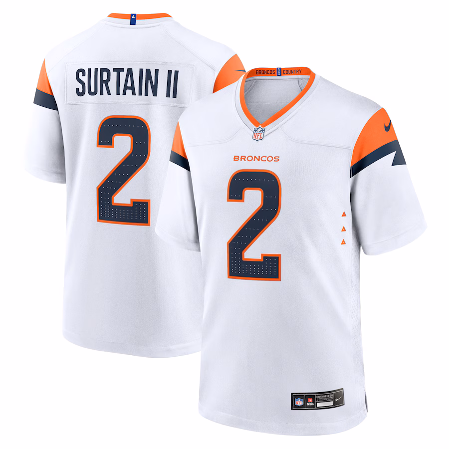 Men's Denver Broncos Patrick Surtain II Nike White Mile High Collection Game Jersey - Jersey