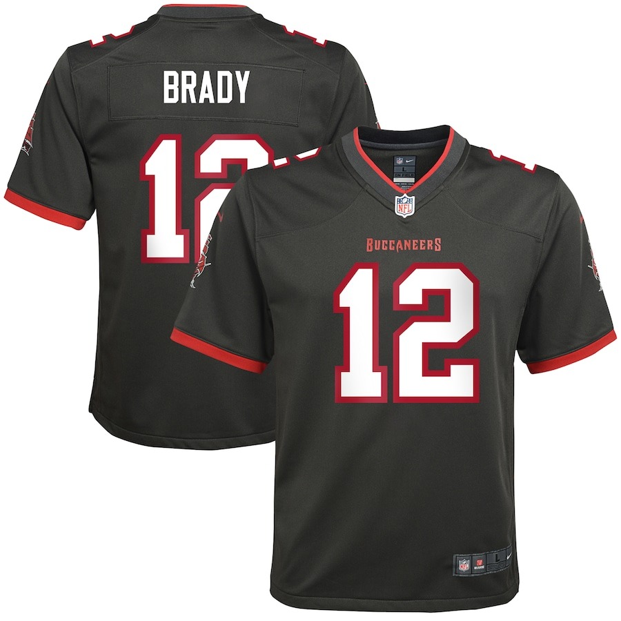 Youth Tampa Bay Buccaneers Tom Brady Nike Pewter Alternate Game Jersey - Jersey