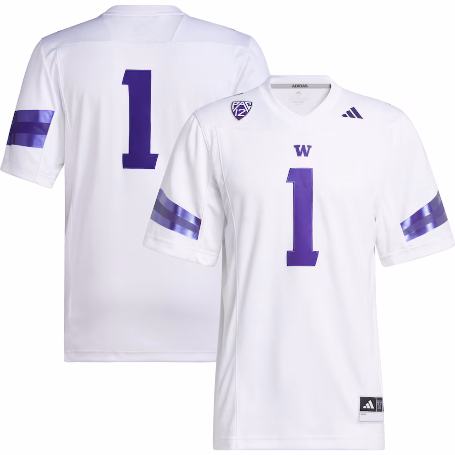 #1 Washington Huskies adidas Premier Football Jersey - White - Jersey