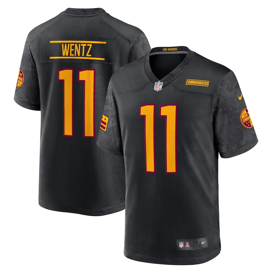 Men's Washington Commanders Carson Wentz Nike Black Alternate Game Player Jersey - Jersey
