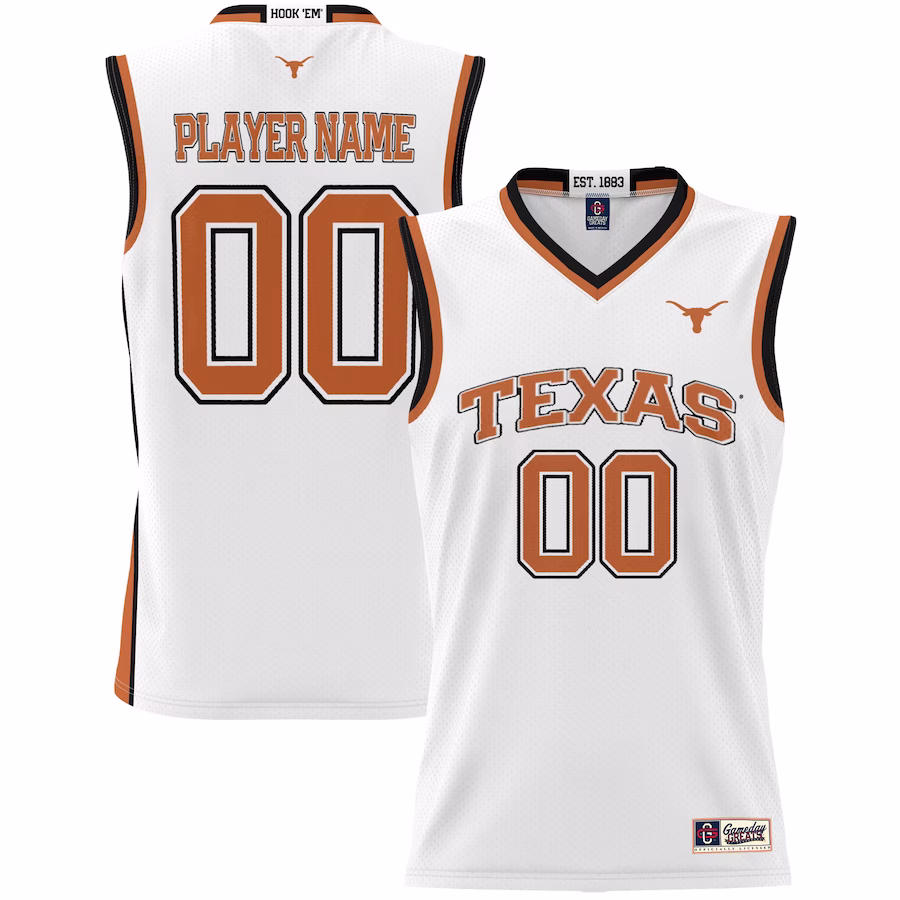 Texas Longhorns GameDay Greats Youth NIL Pick-A-Player Lightweight Basketball Fashion Jersey - White - Jersey