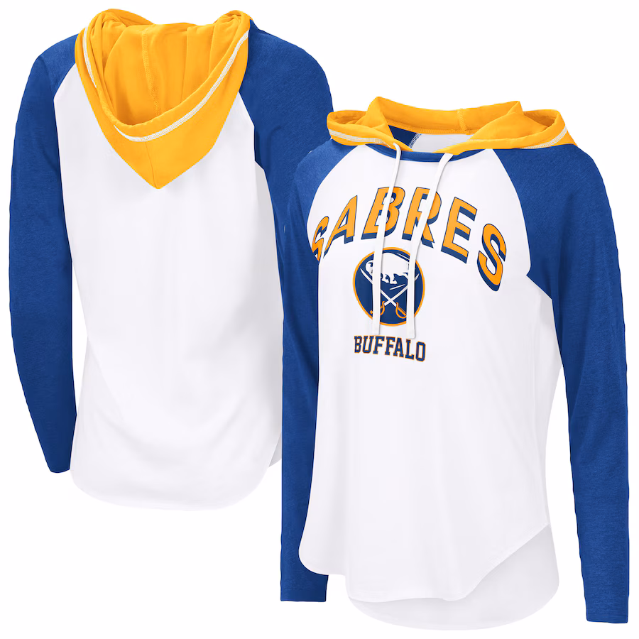 Women's Buffalo Sabres G-III 4Her by Carl Banks White VIP Raglan Long Sleeve Hoodie T-Shirt - Jersey