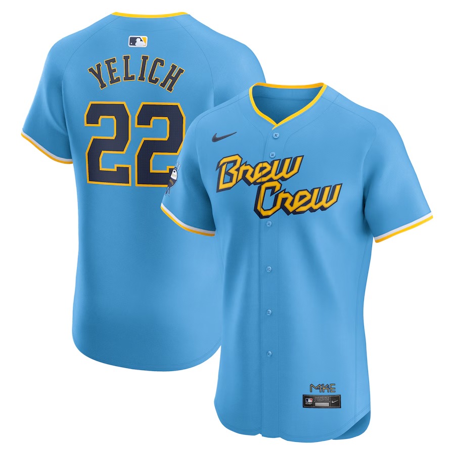Men's Milwaukee Brewers Christian Yelich Nike Powder Blue City Connect Elite Player Jersey - Jersey