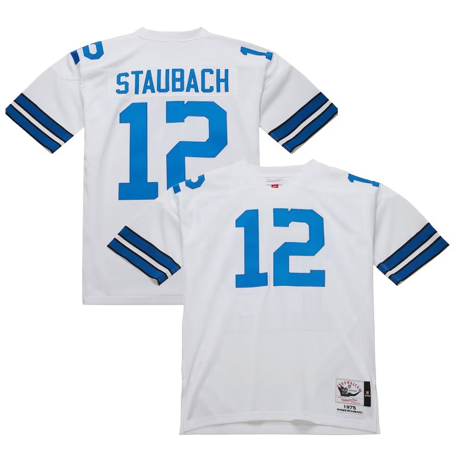 Men's Dallas Cowboys 1975 Roger Staubach Mitchell & Ness White Authentic Throwback Retired Player Jersey - Jersey