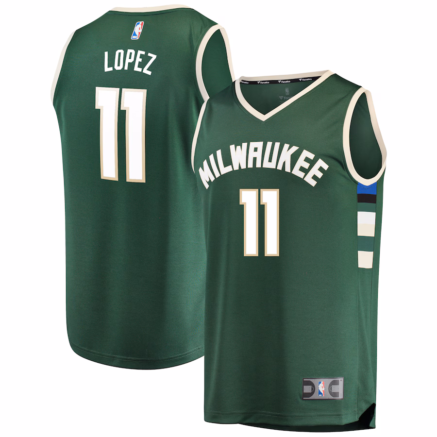 Men's Milwaukee Bucks Brook Lopez Fanatics Green Fast Break Replica Player Jersey - Icon Edition - Jersey