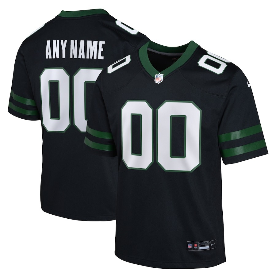 Youth New York Jets  Nike Legacy Black Alternate Custom Game Jersey - Jersey