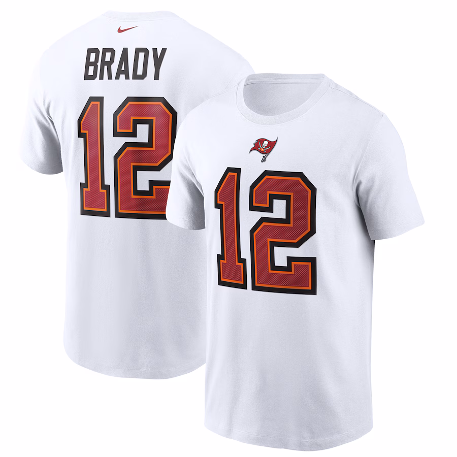 Men's Tampa Bay Buccaneers Tom Brady Nike White Name & Number T-Shirt - Jersey