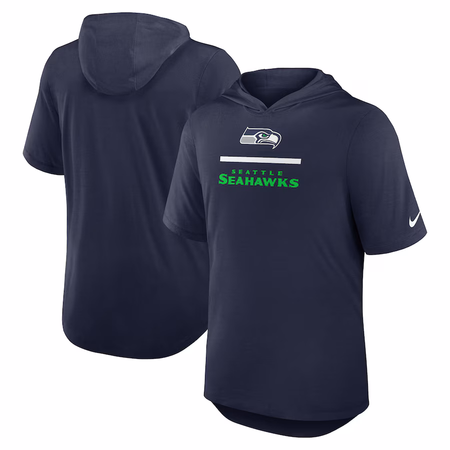 Men's Seattle Seahawks Nike College Navy Lockup Tri-Blend Hoodie T-Shirt - Jersey