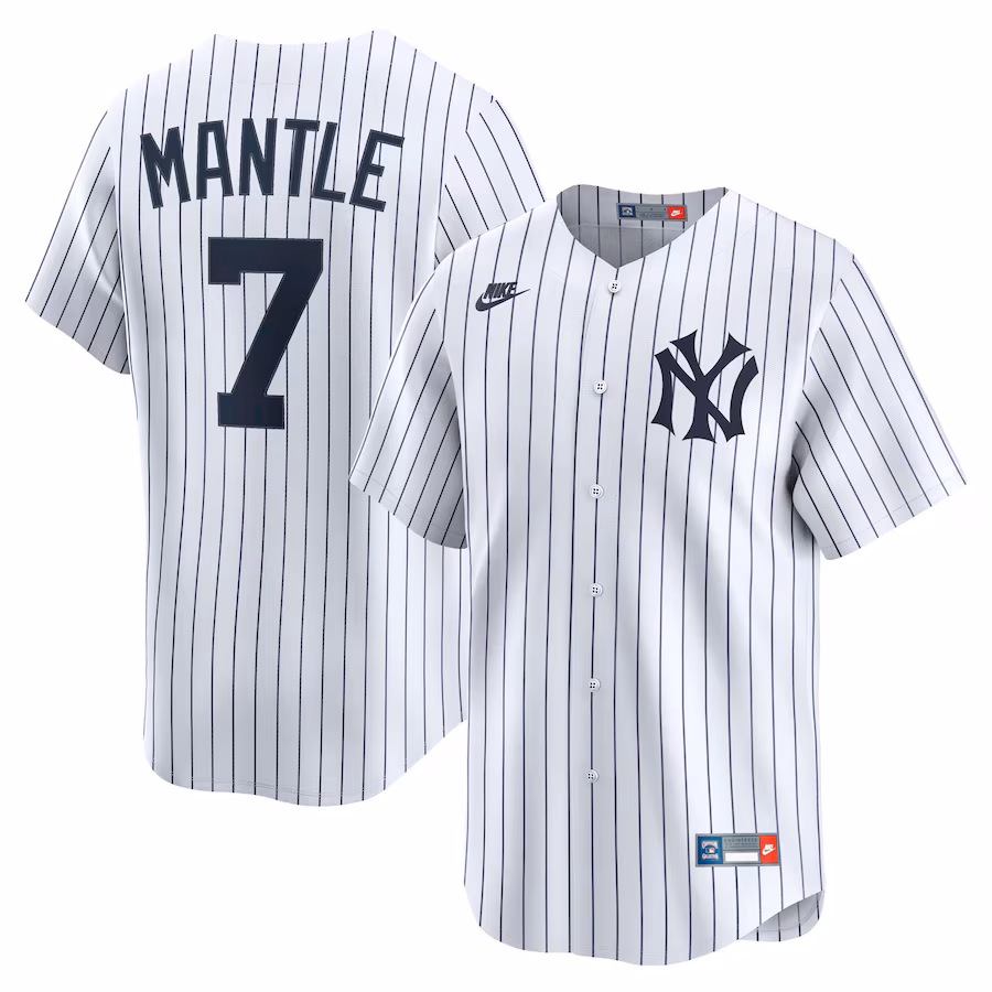 Men's New York Yankees Mickey Mantle Nike White Throwback Cooperstown Collection Limited Jersey - Jersey