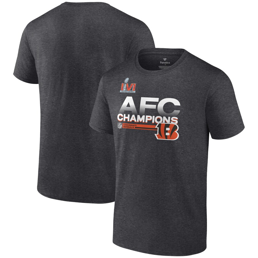 Men's Cincinnati Bengals Fanatics Heathered Charcoal 2021 AFC Champions Locker Room Trophy Collection T-Shirt - Jersey