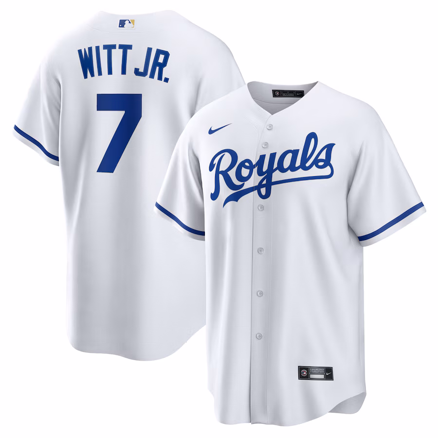 Men's Kansas City Royals Bobby Witt Jr. Nike White Home Replica Player Jersey - Jersey