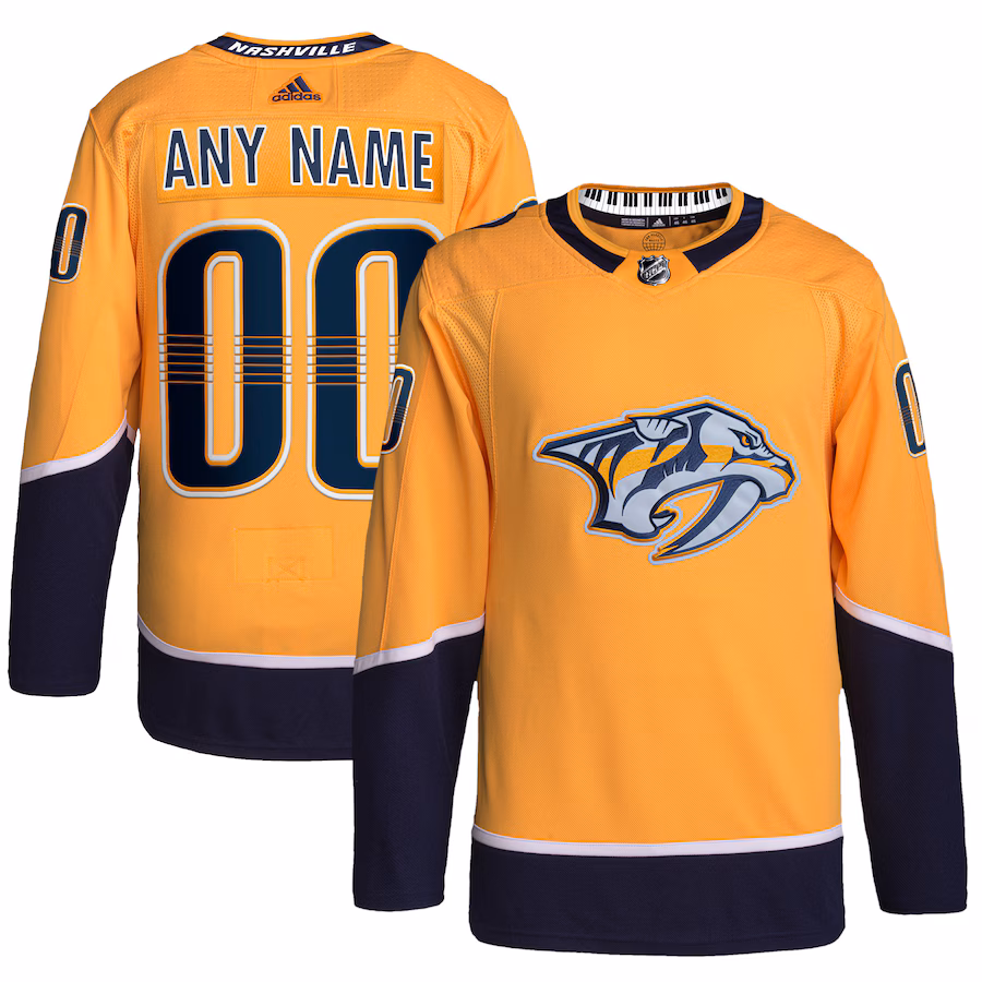 Men's Nashville Predators adidas Gold Home Primegreen Authentic Custom Jersey - Jersey