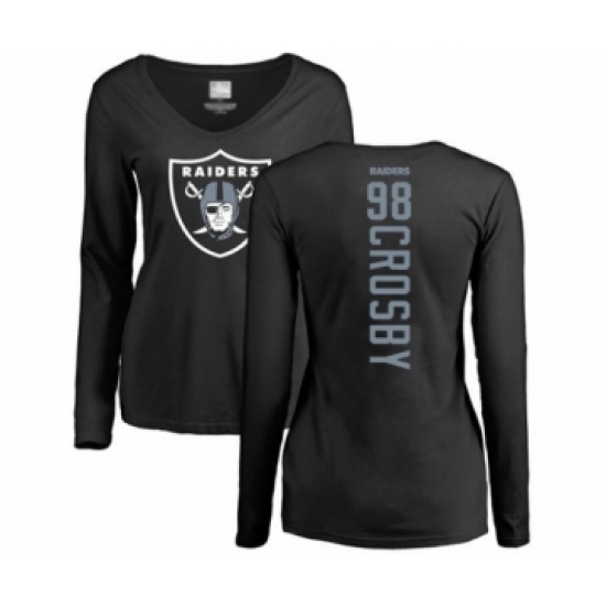 Football Women's Oakland Raiders #98 Maxx Crosby Black Backer Long Sleeve T-Shirt - Jersey