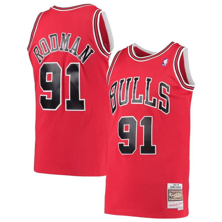 Men's Chicago Bulls Dennis Rodman Mitchell & Ness Red Hardwood Classics Swingman Jersey - Jersey