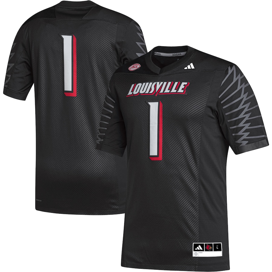 Men's adidas #1 Black Louisville Cardinals Premier Football Jersey - Jersey