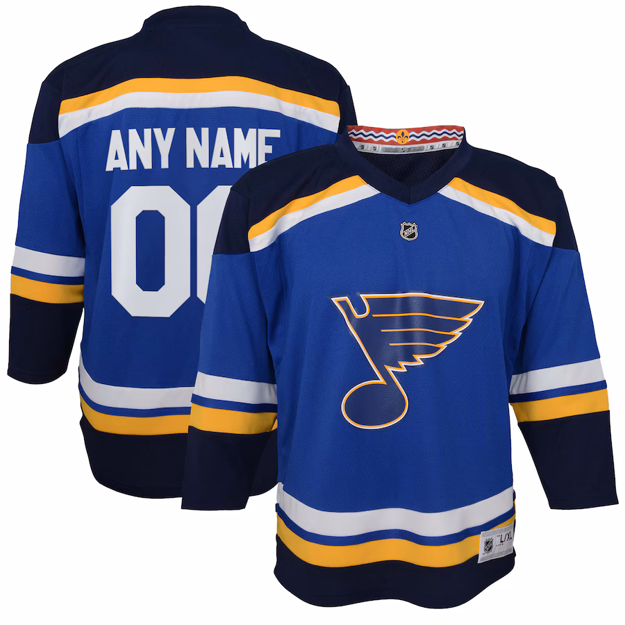 Youth St. Louis Blues Blue Home Replica Custom Jersey - Jersey