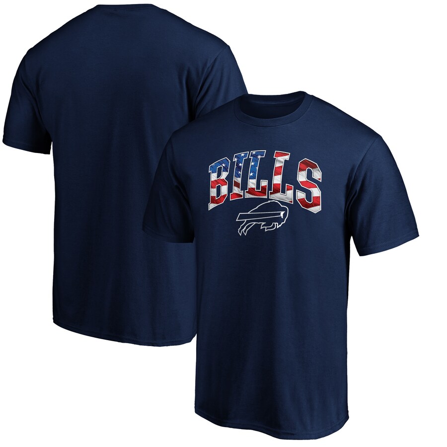 Men's Buffalo Bills Navy Banner Wave Logo T-Shirt - Jersey
