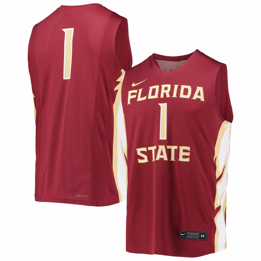 Men's Nike #1 Garnet Florida State Seminoles Team Replica Basketball Jersey - Jersey