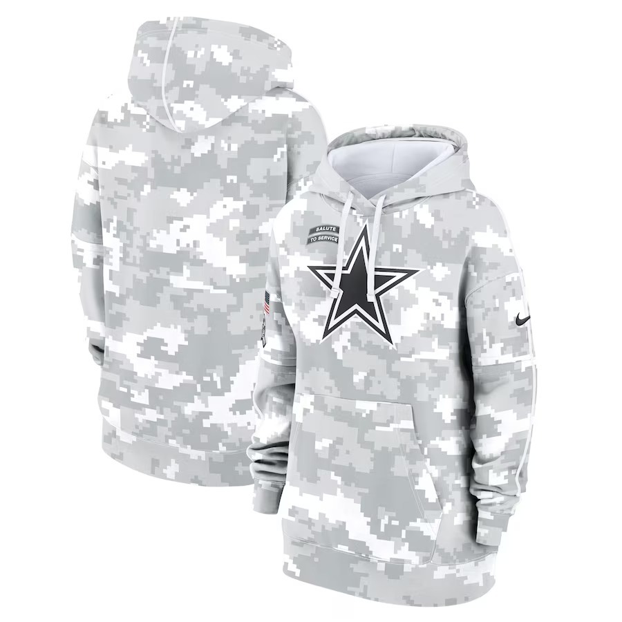 Women's Dallas Cowboys Nike Arctic Camo 2024 Salute To Service Club Fleece Pullover Hoodie - Jersey