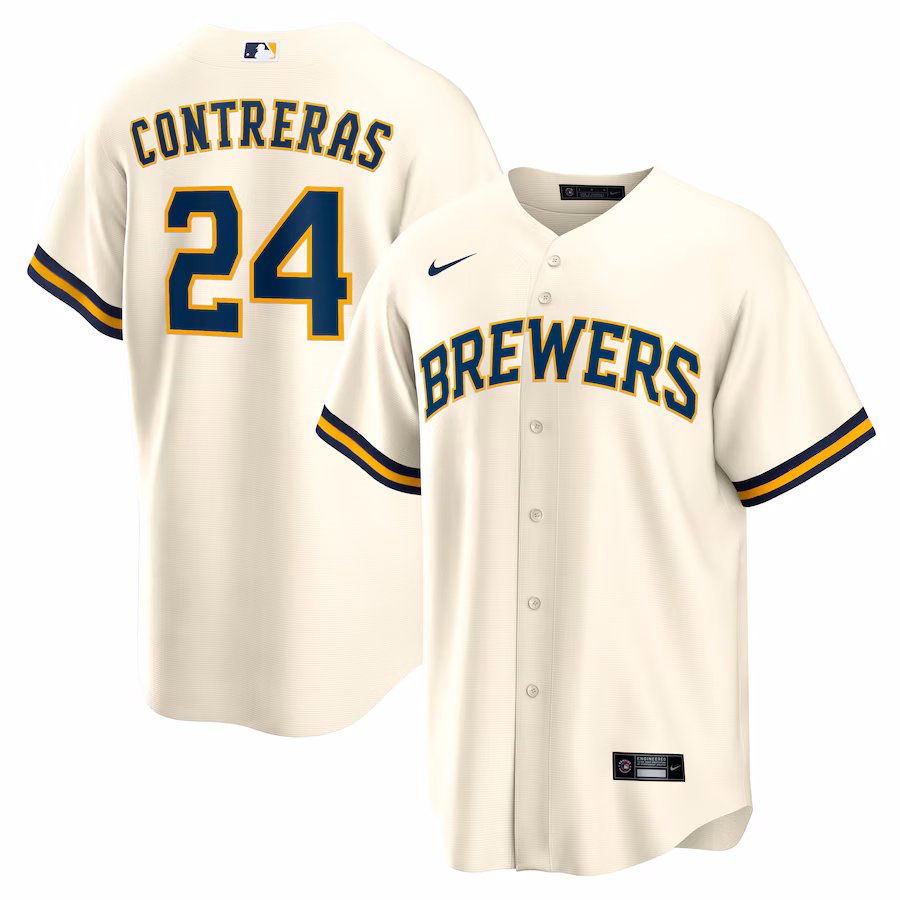 Men's Milwaukee Brewers William Contreras Nike Cream Home Replica Jersey - Jersey