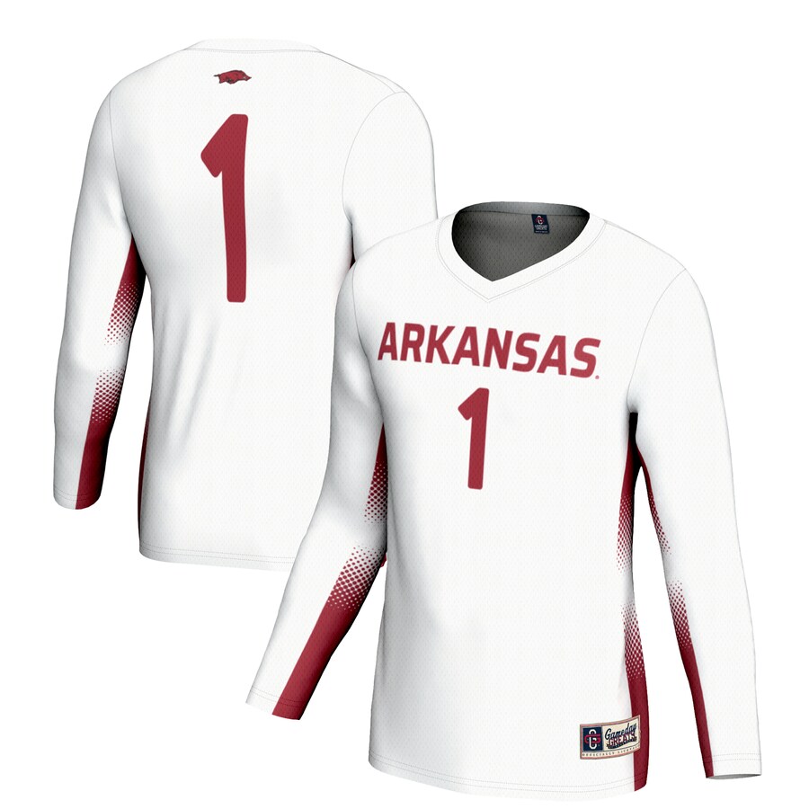 Youth GameDay Greats #1 White Arkansas Razorbacks Lightweight Women's Volleyball Jersey - Jersey