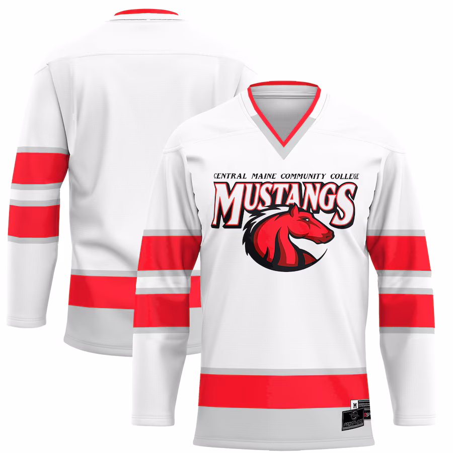 Youth ProSphere White Central Maine Community College Hockey Jersey - Jersey