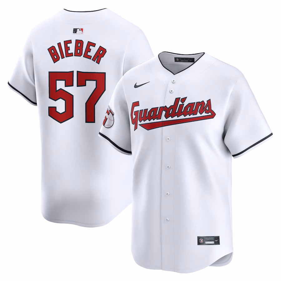 Men's Cleveland Guardians Shane Bieber Nike White Home Limited Player Jersey - Jersey