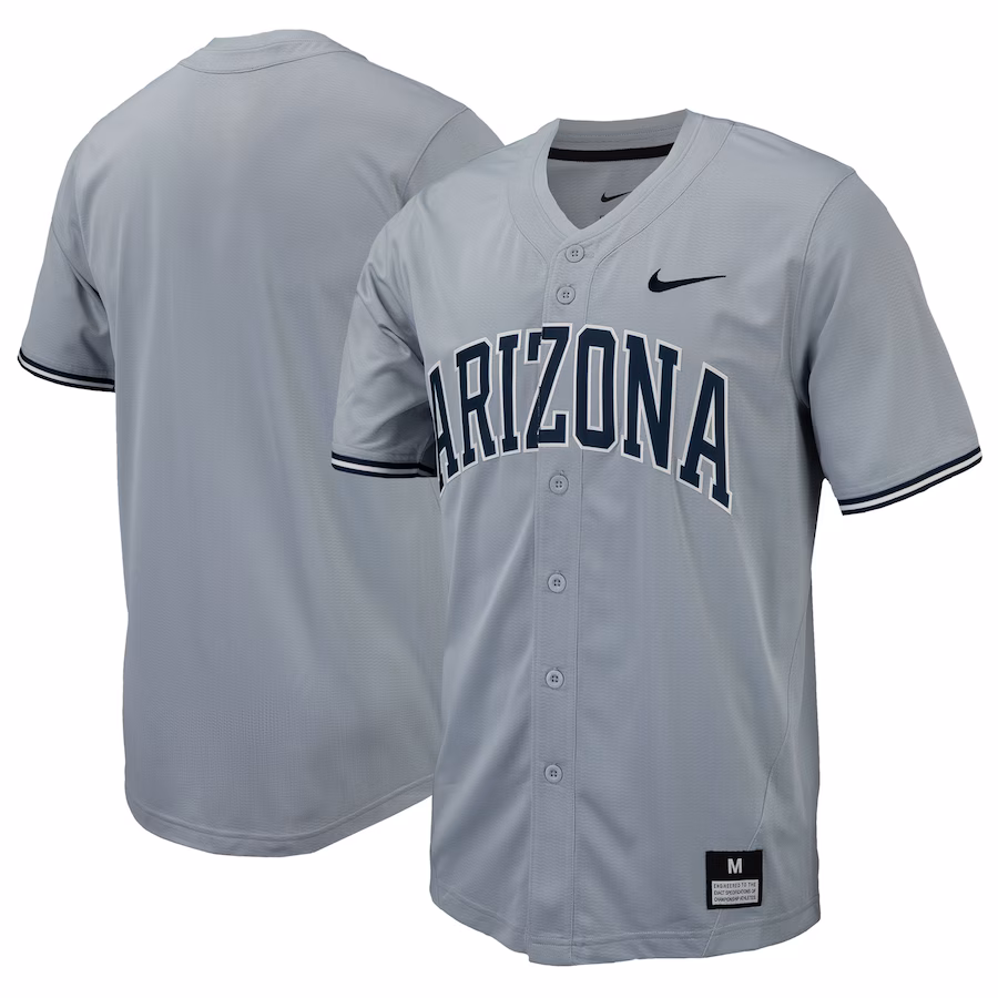 Arizona Wildcats Nike Replica Full-Button Baseball Jersey - Gray - Jersey