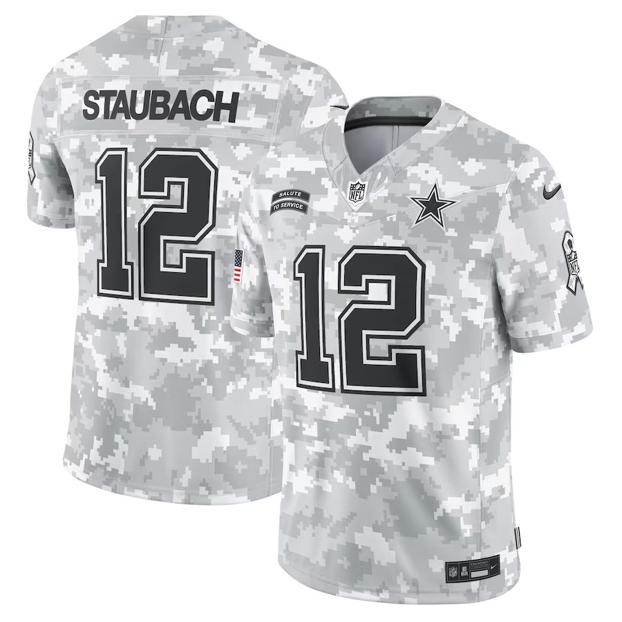 Men's Dallas Cowboys Roger Staubach Nike Arctic Camo 2024 Salute to Service Retired Player Limited Jersey - Jersey