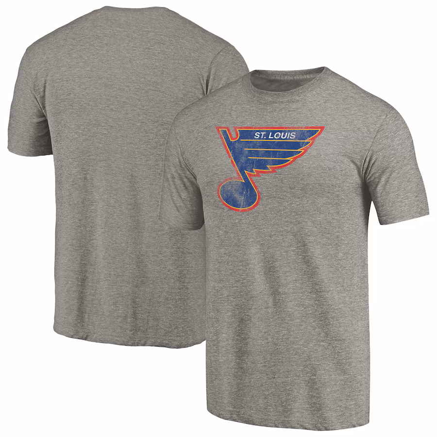 Men's St. Louis Blues Ash Throwback Logo 1987-1989 Tri-Blend T-Shirt - Jersey