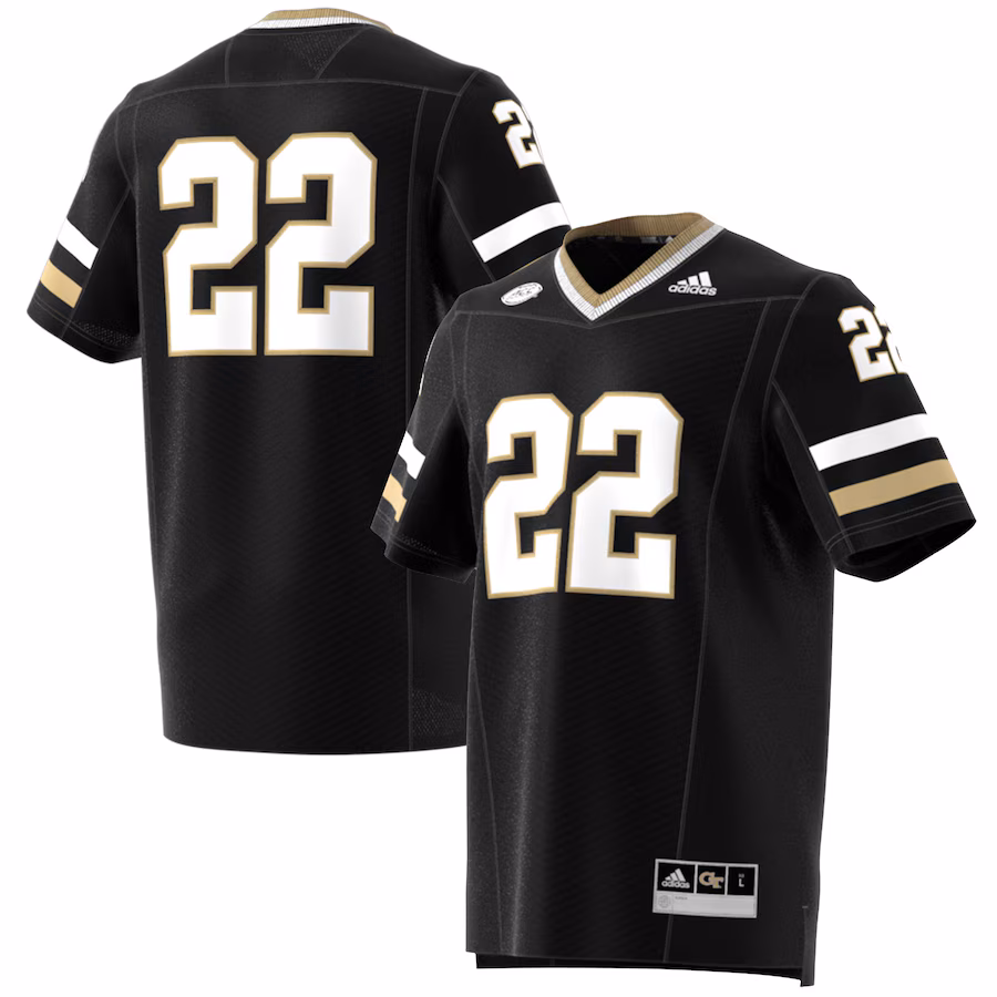 Men's adidas #22 Black Georgia Tech Yellow Jackets Premier Strategy Jersey - Jersey
