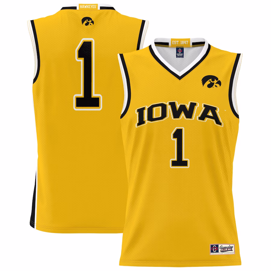 #1 Iowa Hawkeyes GameDay Greats Youth Lightweight Basketball Jersey - Gold - Jersey