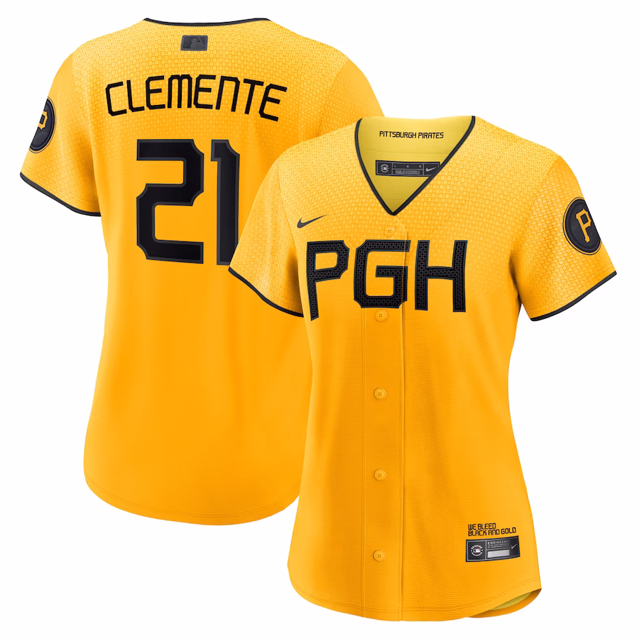 Women's Pittsburgh Pirates Roberto Clemente Nike Gold City Connect Replica Player Jersey - Jersey