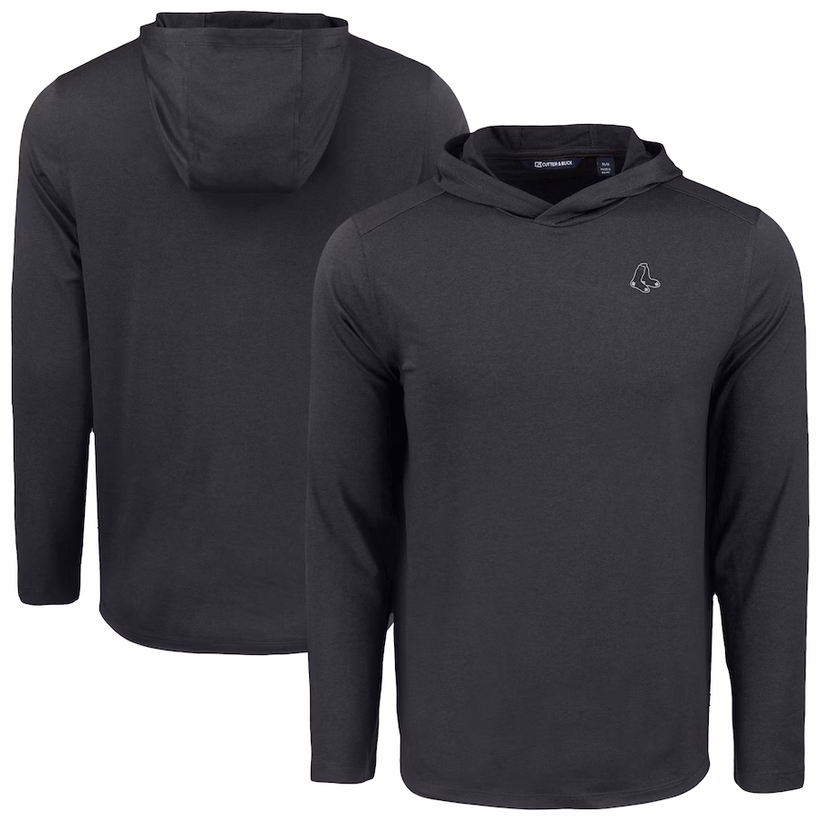 Men's Boston Red Sox Cutter & Buck Black Coastline Epic Comfort Eco Recycled Long Sleeve Hoodie T-Shirt - Jersey