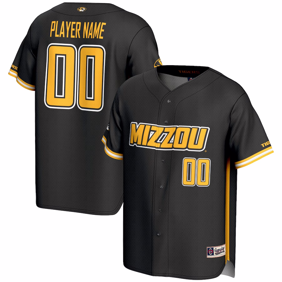 Missouri Tigers GameDay Greats Youth NIL Pick-A-Player Lightweight Baseball Jersey - Black - Jersey