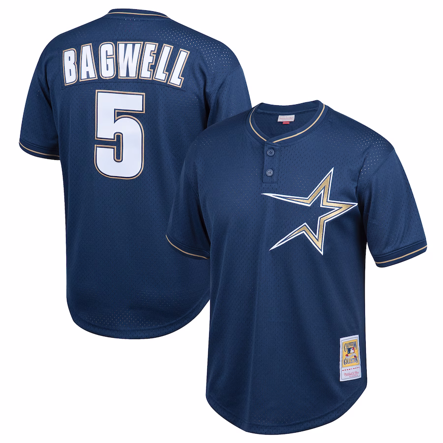 Youth Houston Astros Jeff Bagwell Mitchell & Ness Navy Cooperstown Collection Mesh Batting Practice Jersey - Jersey