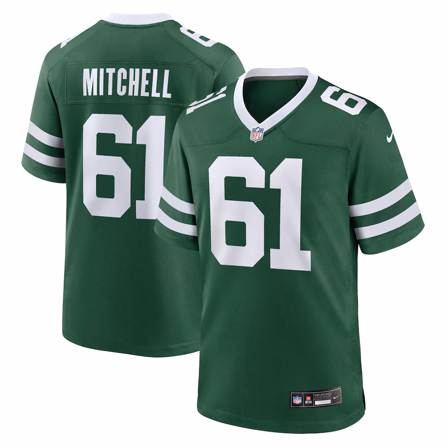 Men's New York Jets Max Mitchell Nike Legacy Green Team Game Jersey - Jersey