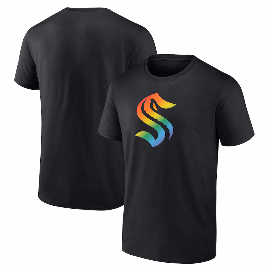 Men's Seattle Kraken Black Team Pride Logo T-Shirt - Jersey