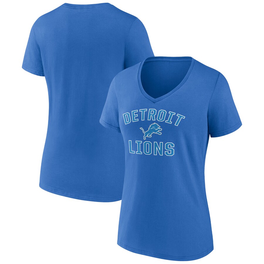 Women's Detroit Lions Blue Victory Arch Team V-Neck T-Shirt - Jersey