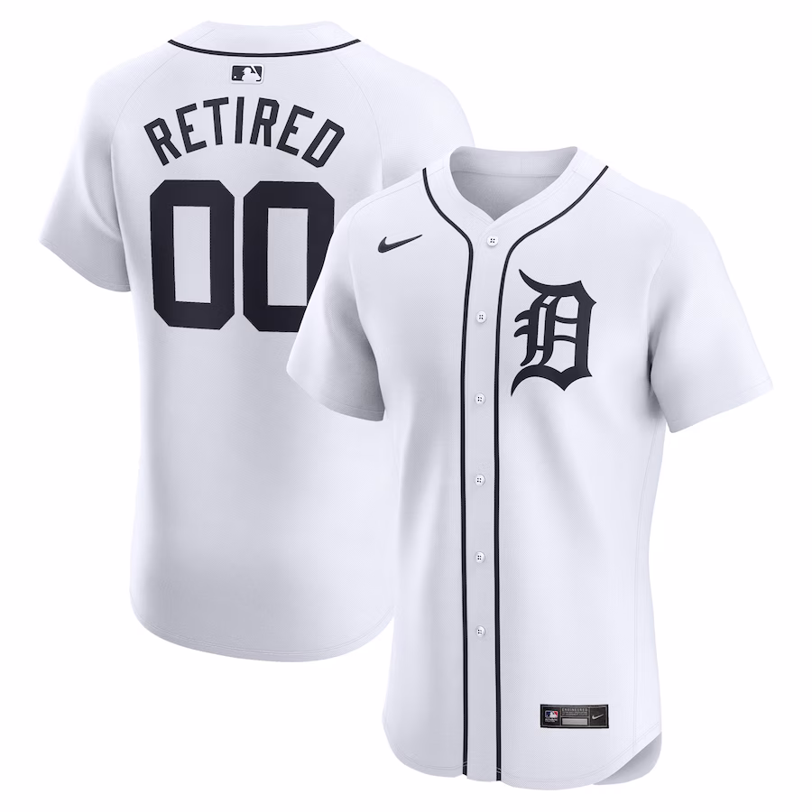 Men's Detroit Tigers Nike White Home Elite Pick-A-Player Retired Roster Jersey - Jersey