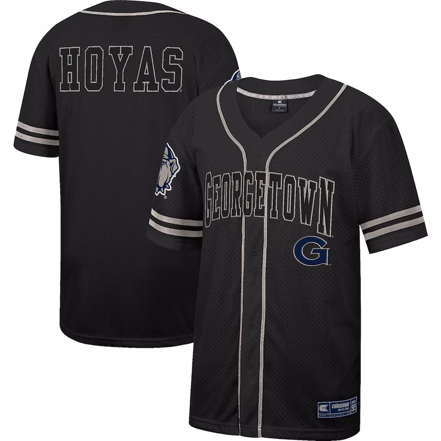 Georgetown Hoyas Colosseum Free Spirited Mesh Button-Up Baseball Jersey - Black - Jersey